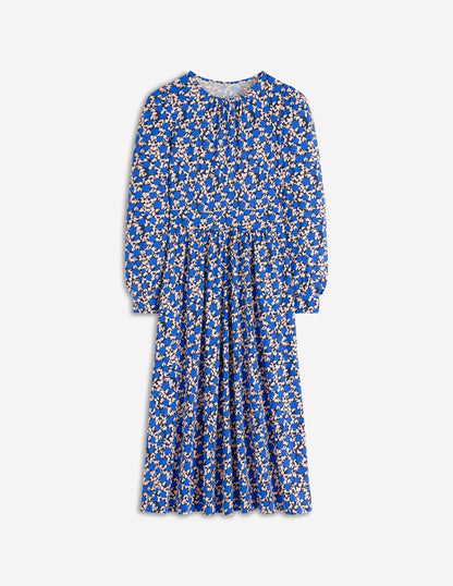 Alexandra Jersey Midi Dress-Kingfisher Blue, Floweret Vine-7