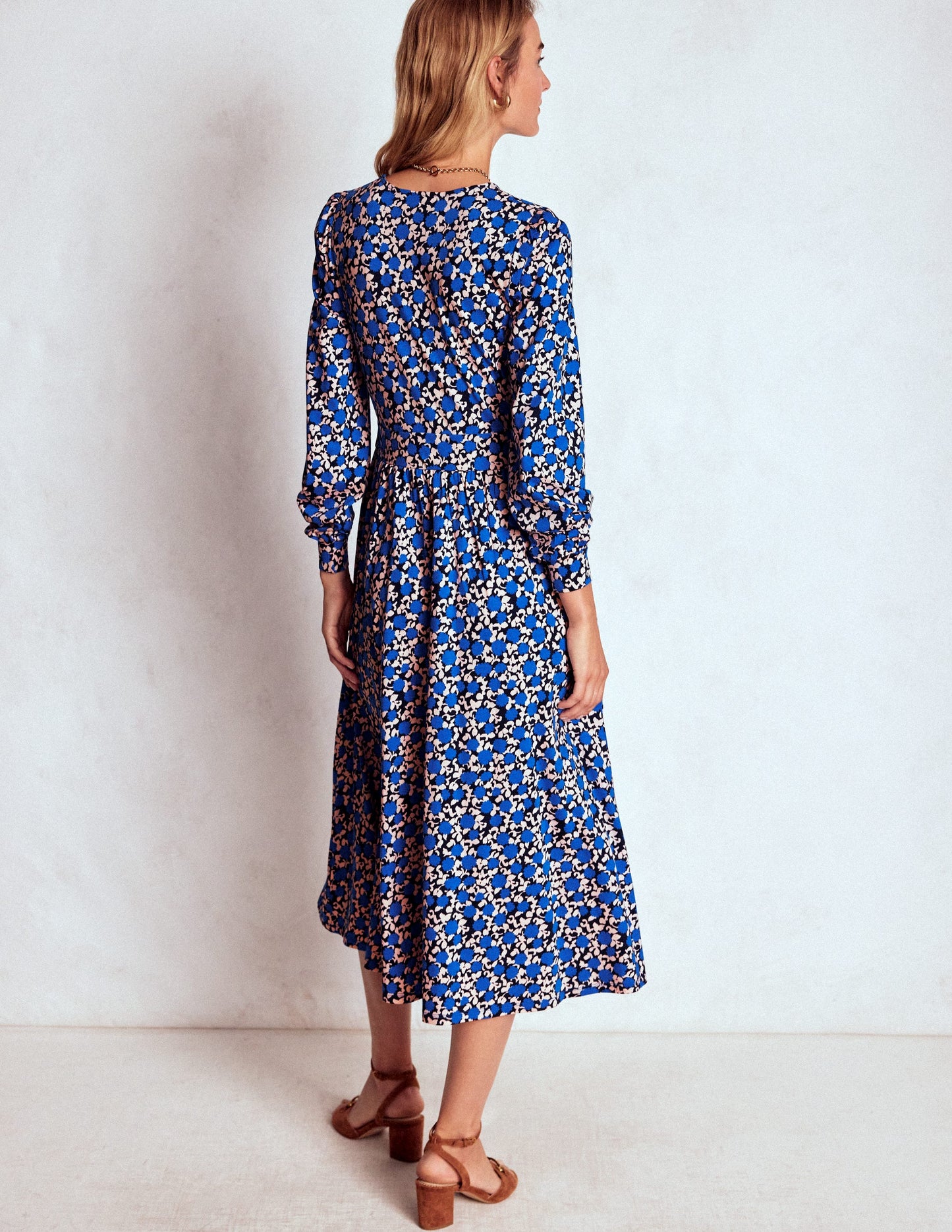 Alexandra Jersey Midi Dress-Kingfisher Blue, Floweret Vine