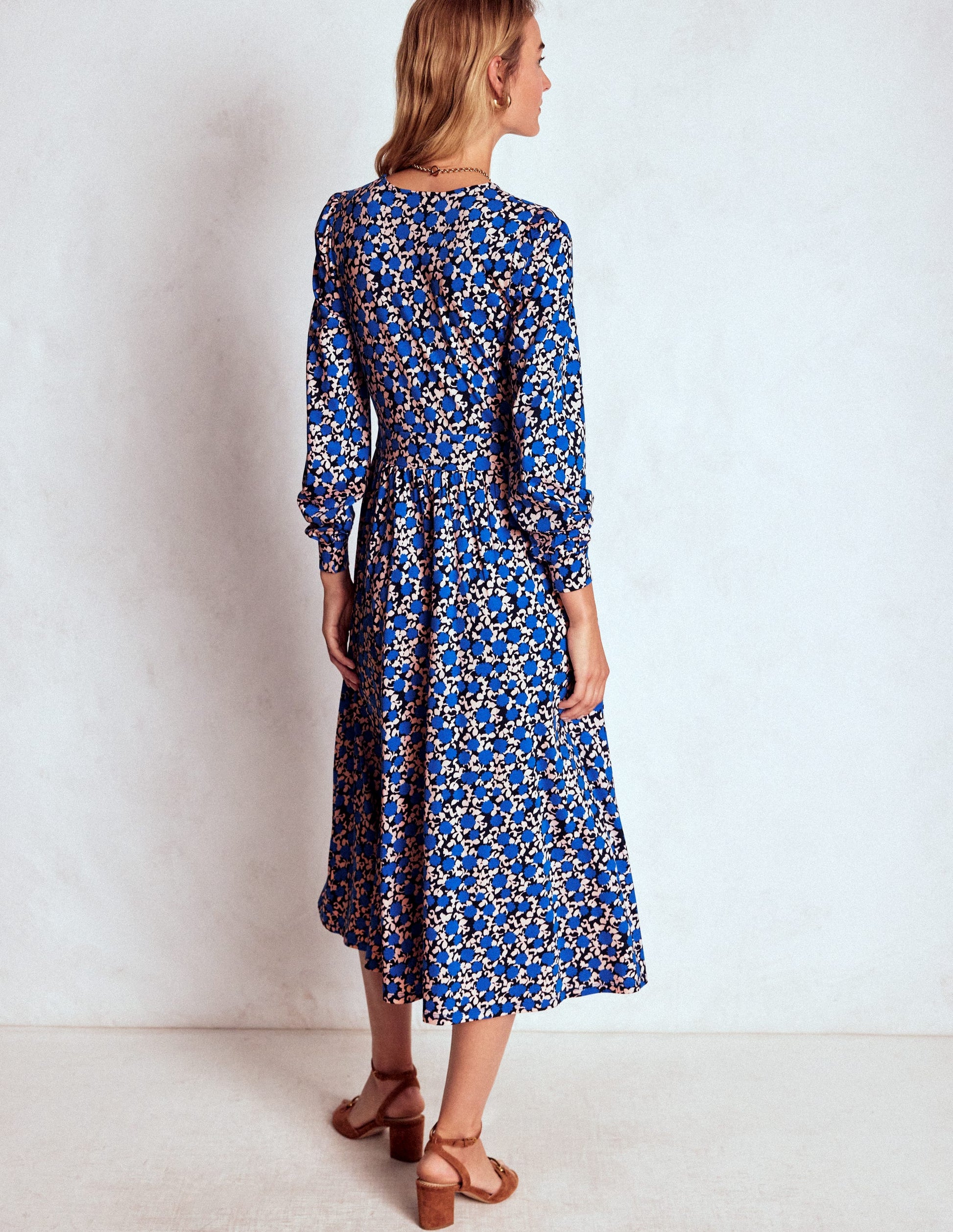 Alexandra Jersey Midi Dress-Kingfisher Blue, Floweret Vine-3