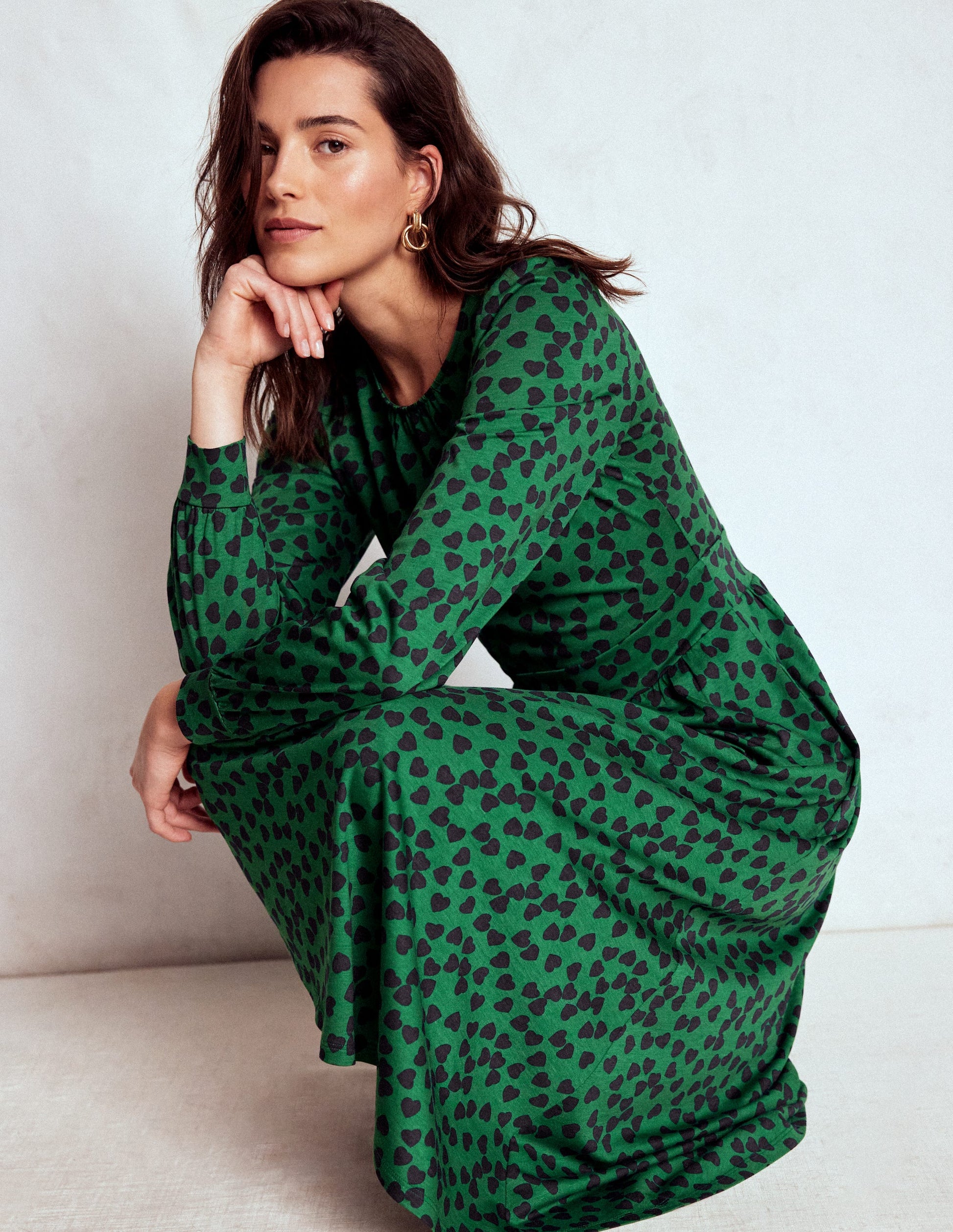 Alexandra Jersey Midi Dress-French Navy, Heart Cascade-1