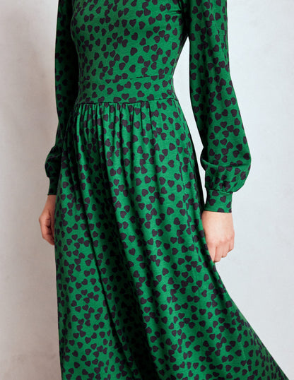 Alexandra Jersey Midi Dress-French Navy, Heart Cascade-2