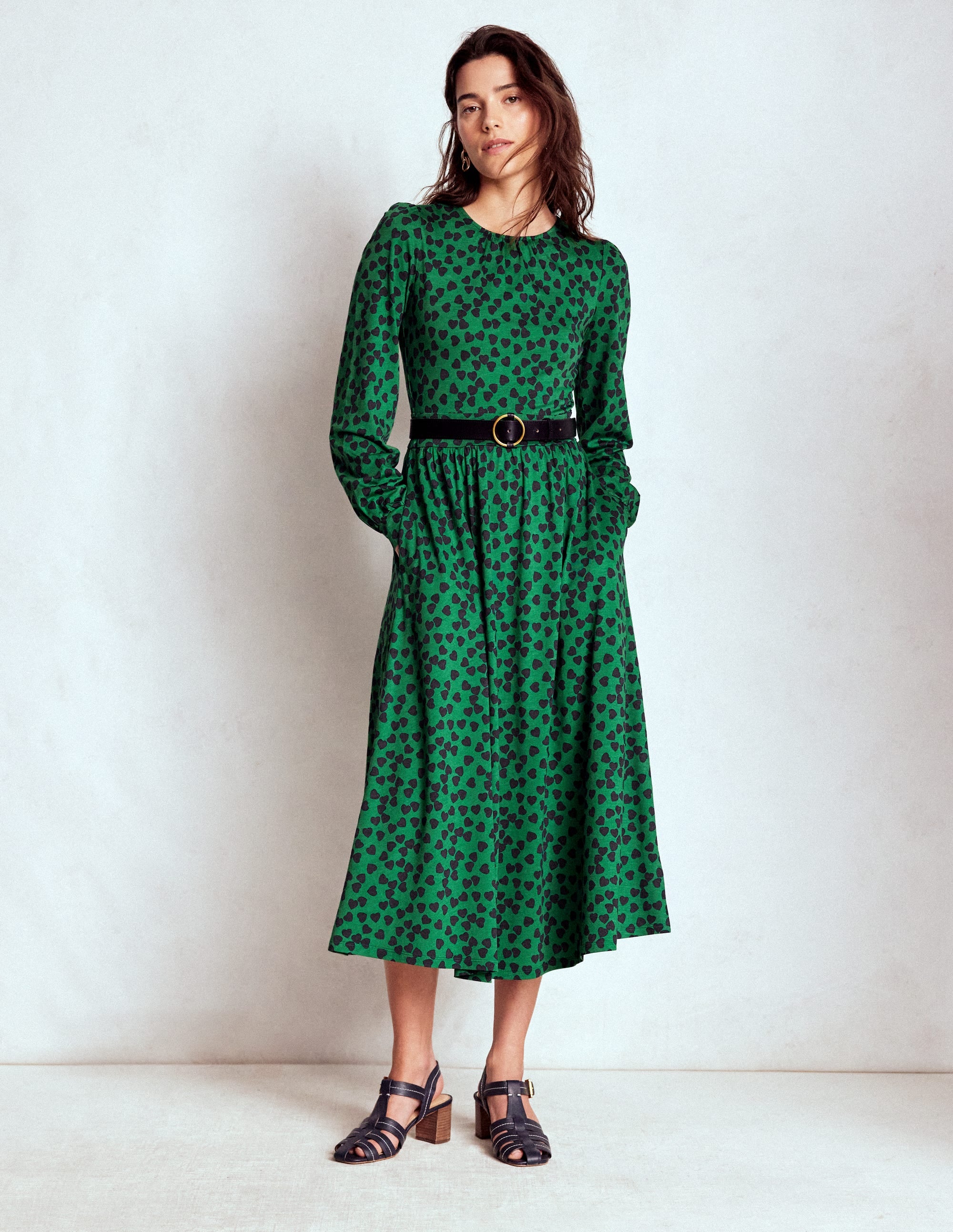 Alexandra Jersey Midi Dress-French Navy, Heart Cascade - Image 5