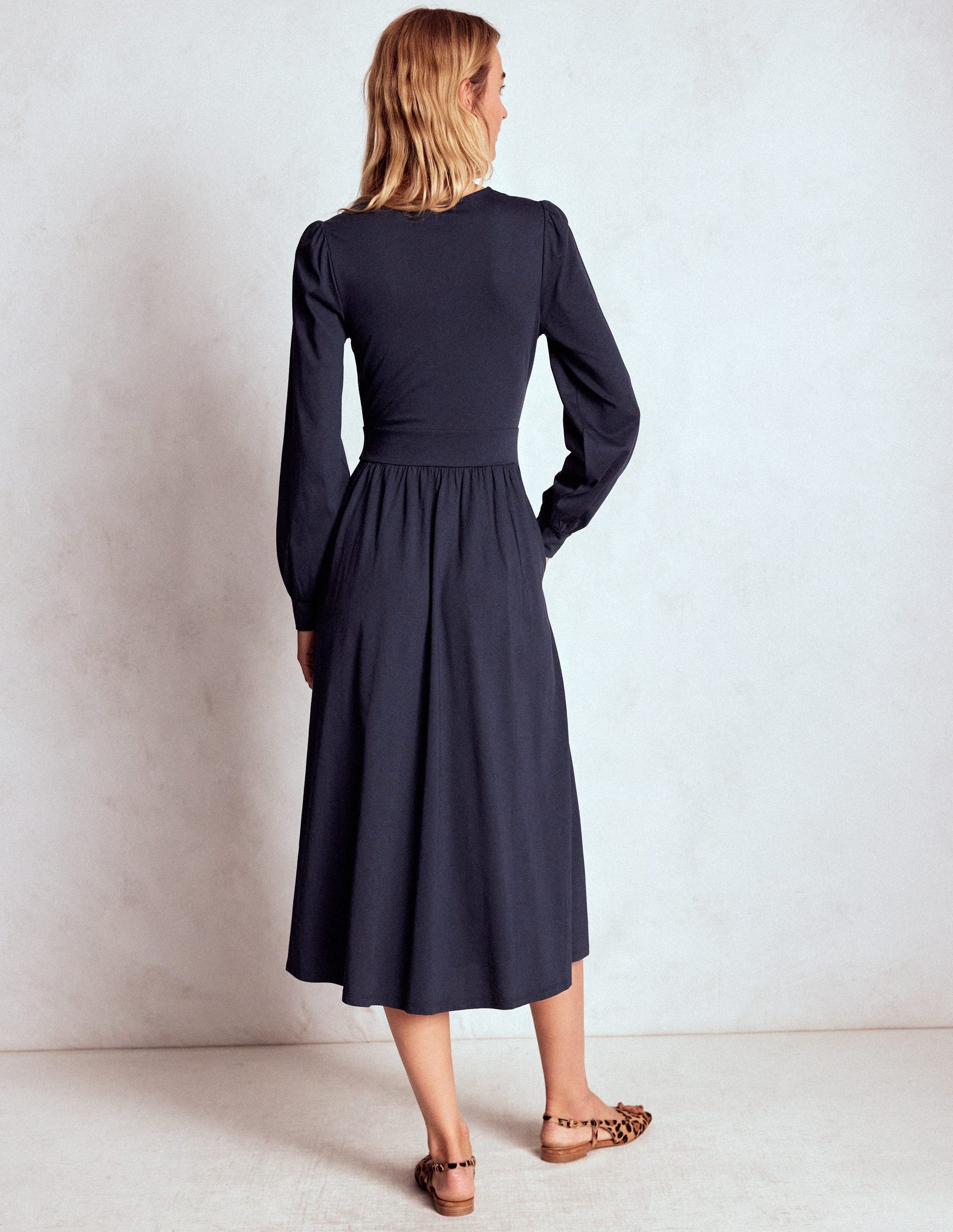 Alexandra Jersey Midi Dress-Navy-3