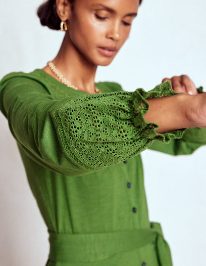Pippa Broderie Jersey Dress-Promenade Green-4
