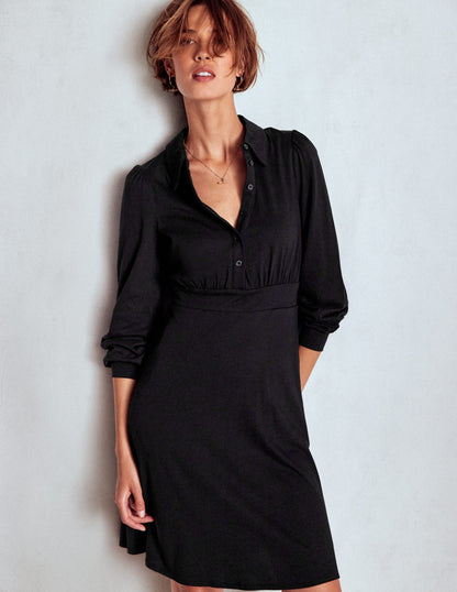 Orla Short Jersey Shirt Dress-Black-4