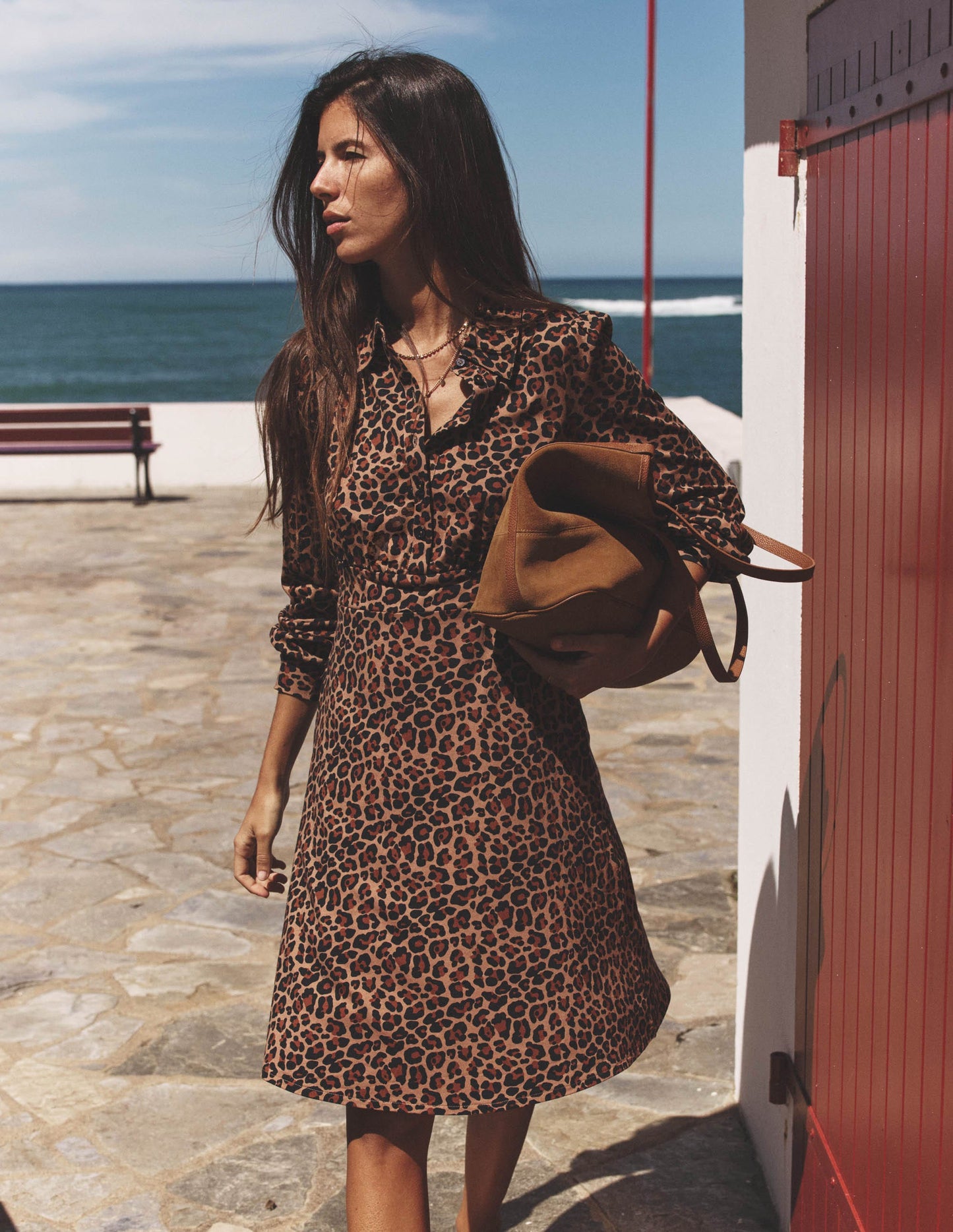 Orla Short Jersey Shirt Dress-Cheetah Pop