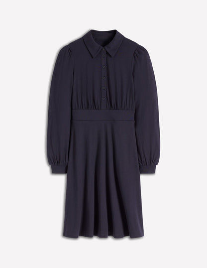 Orla Short Jersey Shirt Dress-Navy-5