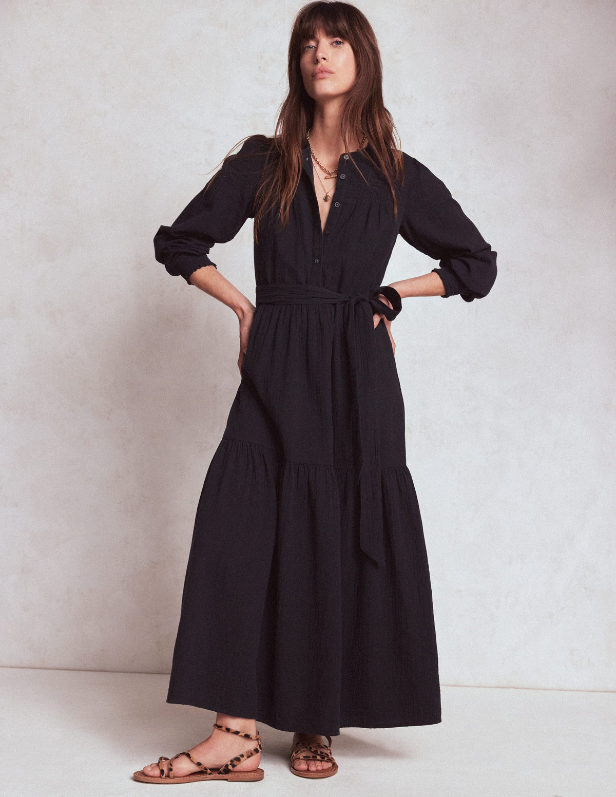 Cecily Double Cloth Midi Dress-Midnight Blue - Image 4