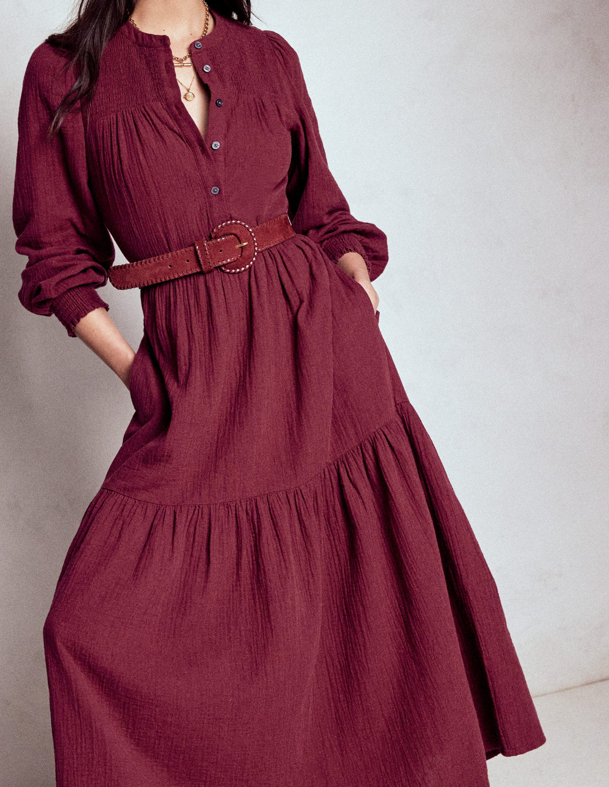 Cecily Double Cloth Midi Dress-Deep Wisteria - Image 2
