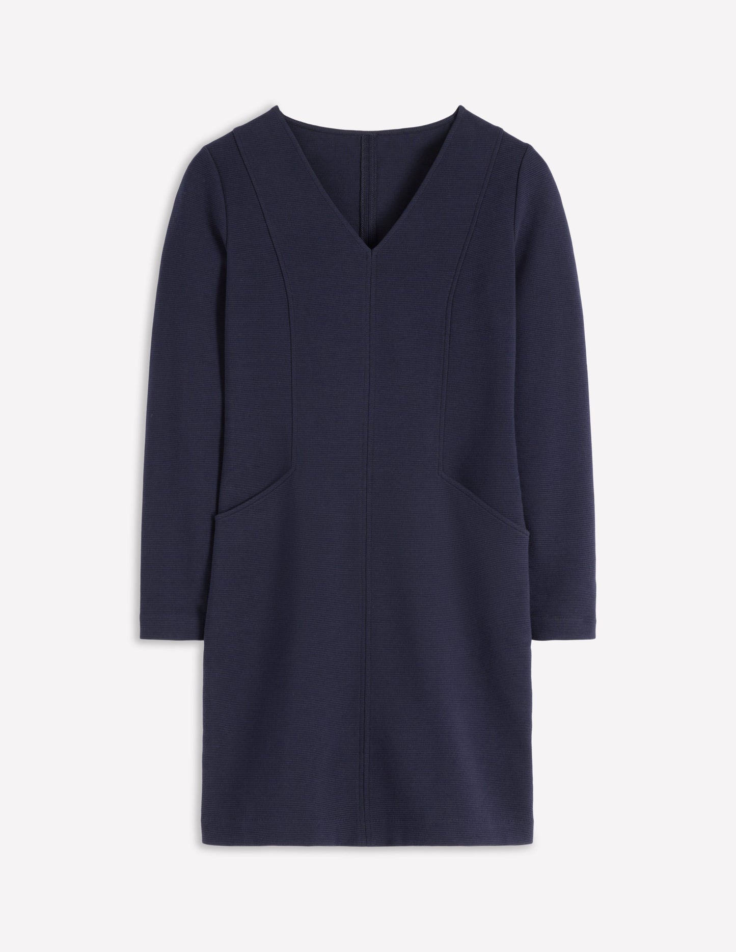 Ellen V-neck Ottoman Dress-Navy