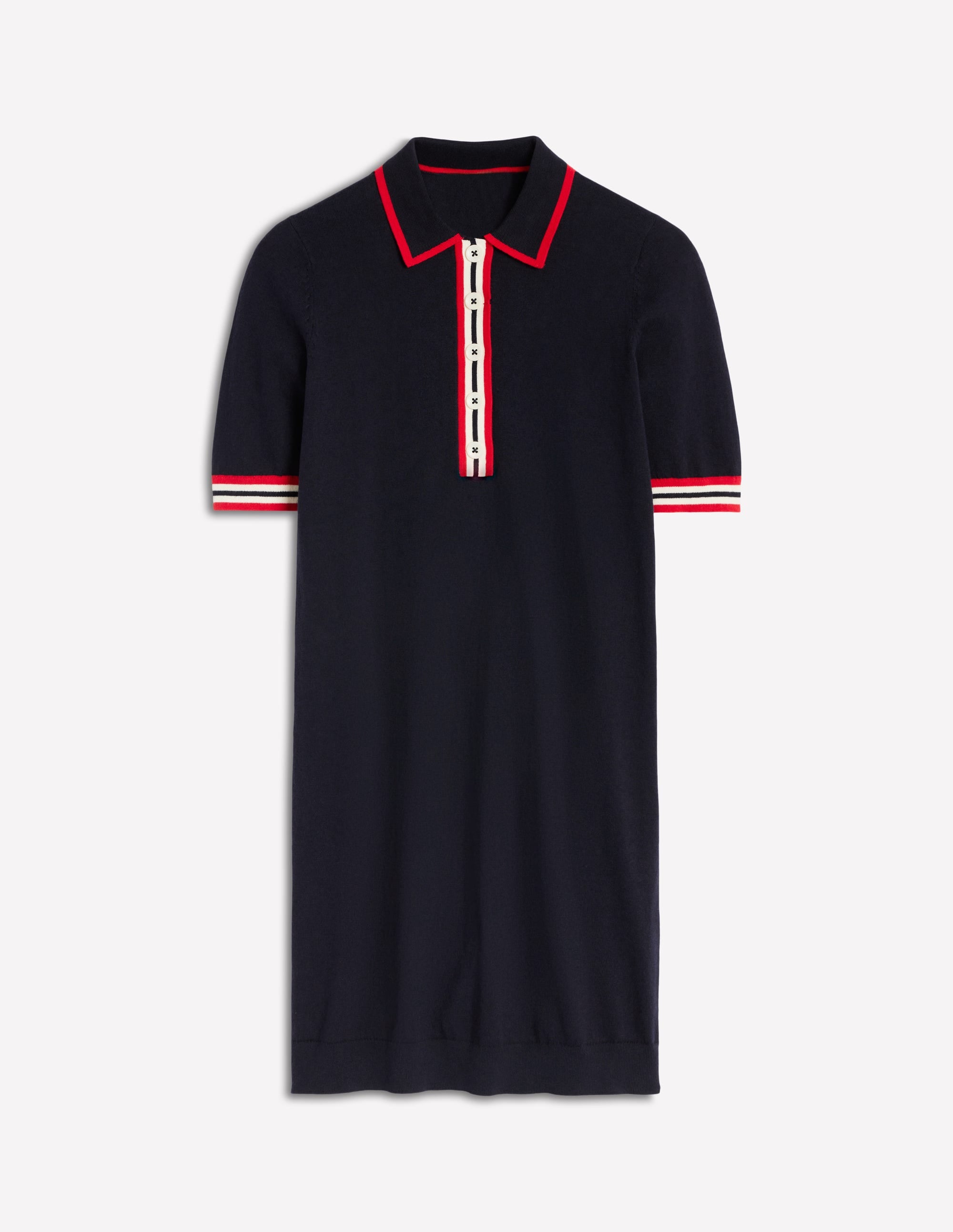 Tipped Henley Dress-Navy - Image 6