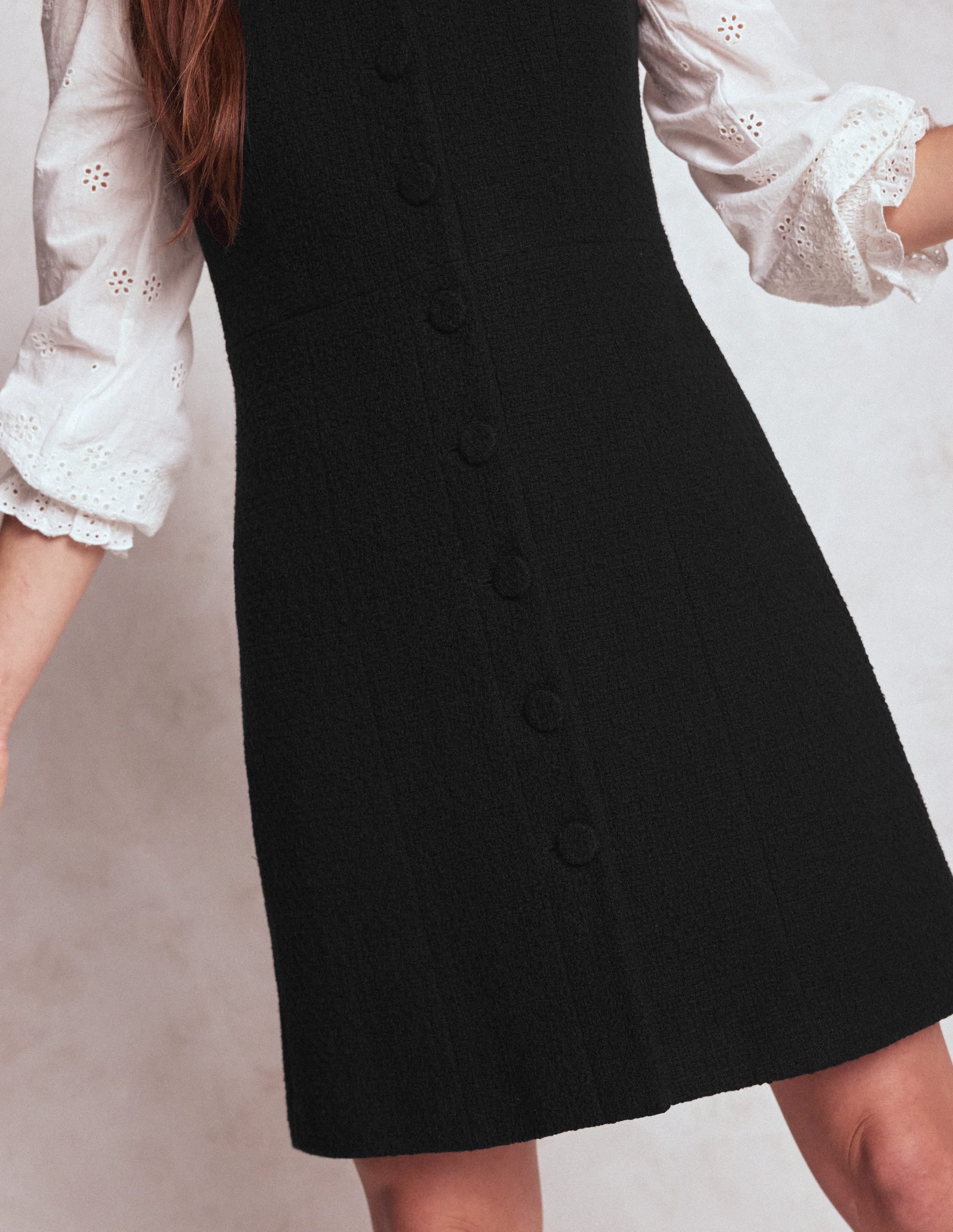 Cotton Texture Shift Dress-Black - Image 3