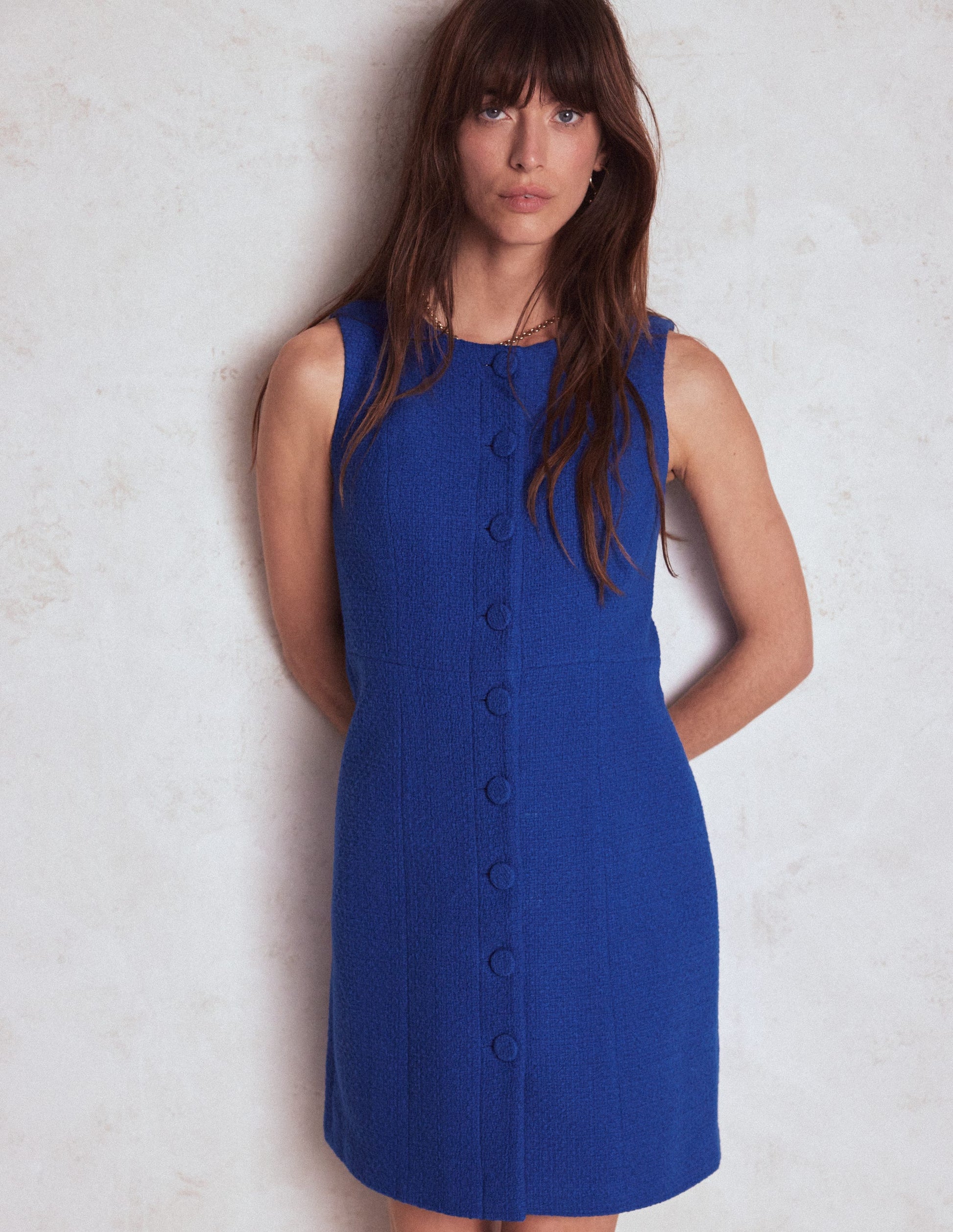 Cotton Texture Shift Dress-Gallery Blue | Boden UK Cotton Texture Shift Dress-Gallery Blue | Boden UK