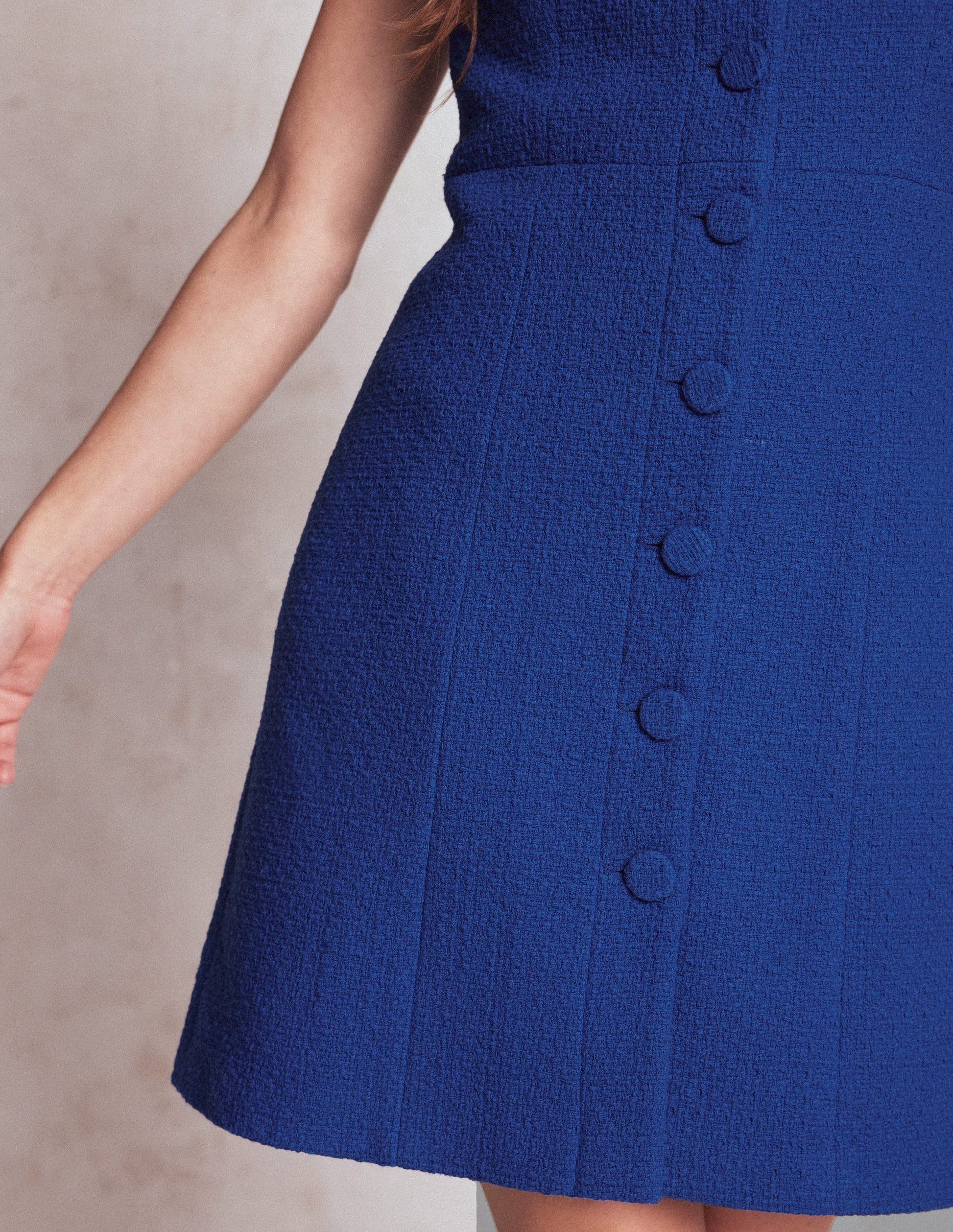 Cotton Texture Shift Dress-Gallery Blue-2