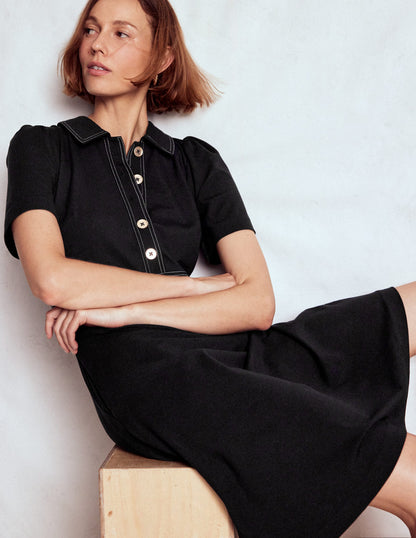 Nicolette Ponte Shirt Dress-Black-1