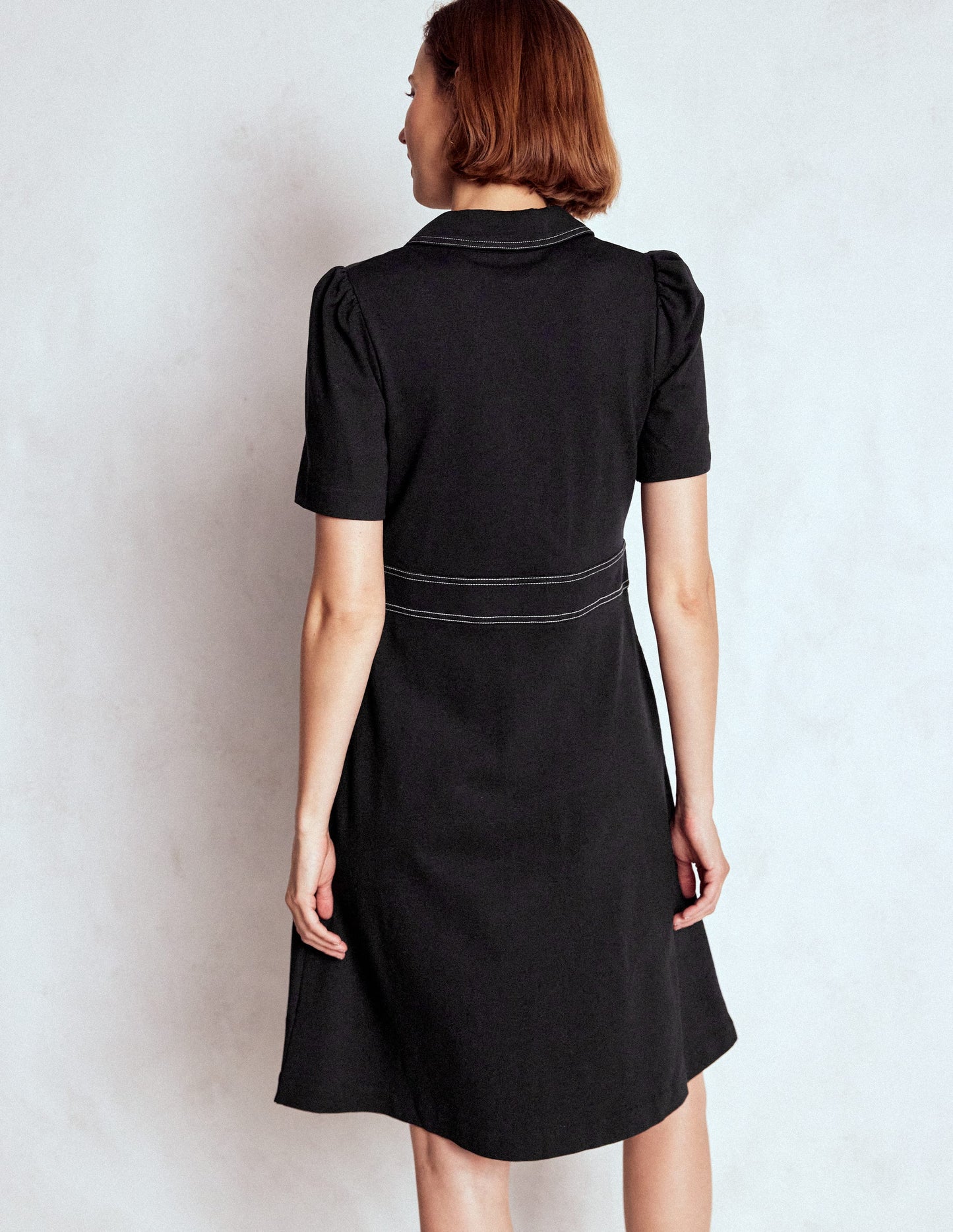 Nicolette Ponte Shirt Dress-Black
