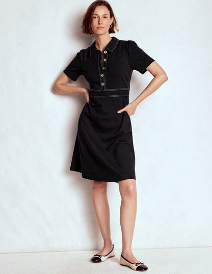 Nicolette Ponte Shirt Dress-Black-4