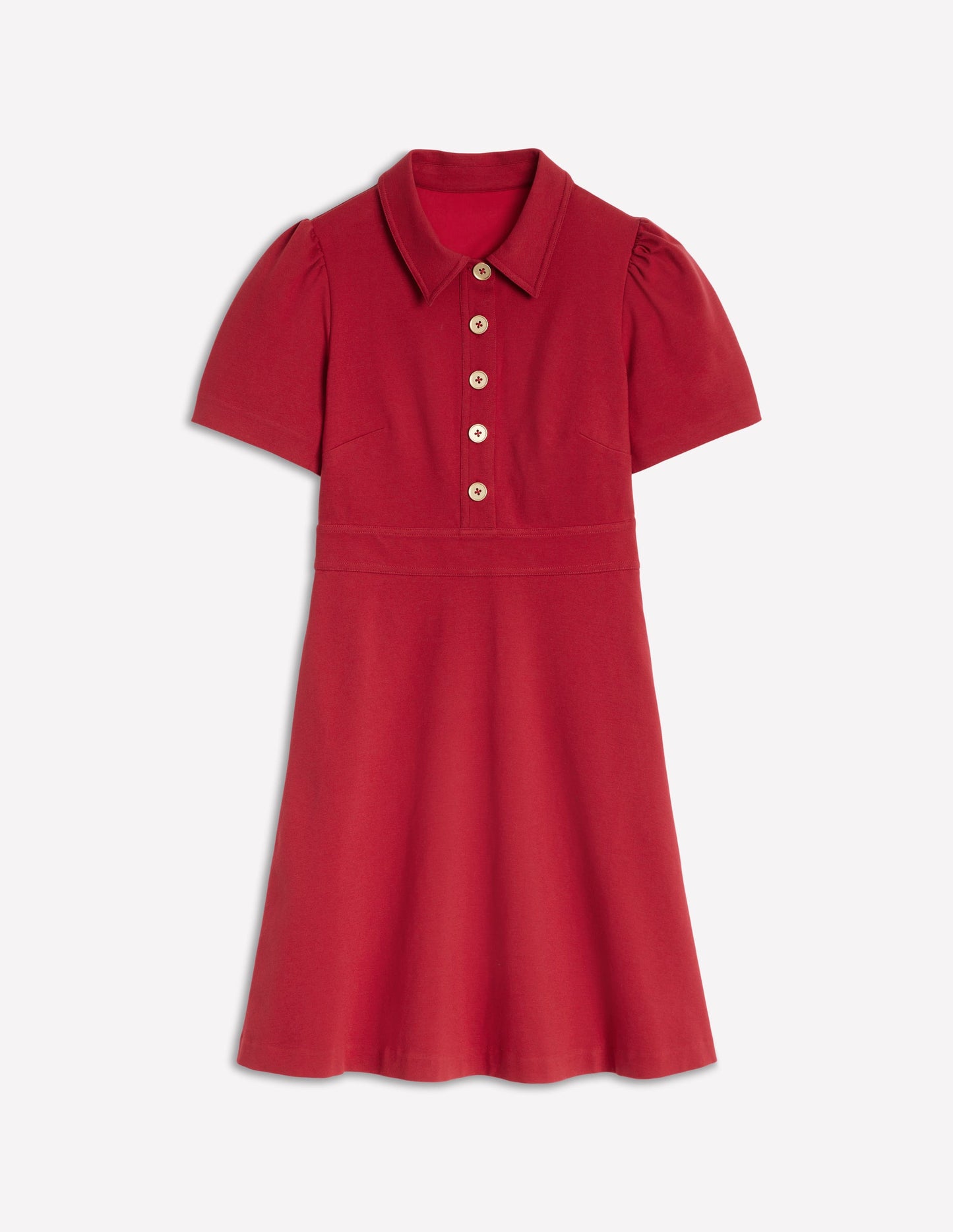 Nicolette Ponte Shirt Dress-Crimson Red