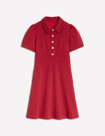 Nicolette Ponte Shirt Dress-Crimson Red-5