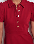 Nicolette Ponte Shirt Dress-Crimson Red