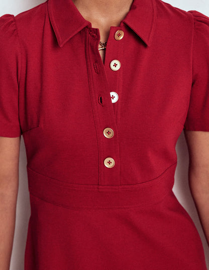 Nicolette Ponte Shirt Dress-Crimson Red-1