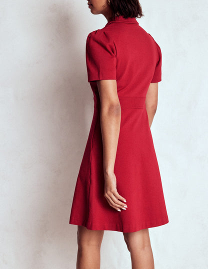 Nicolette Ponte Shirt Dress-Crimson Red-3