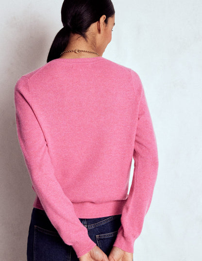Eva Cashmere Crew Neck Jumper-Rose Pink Melange-3