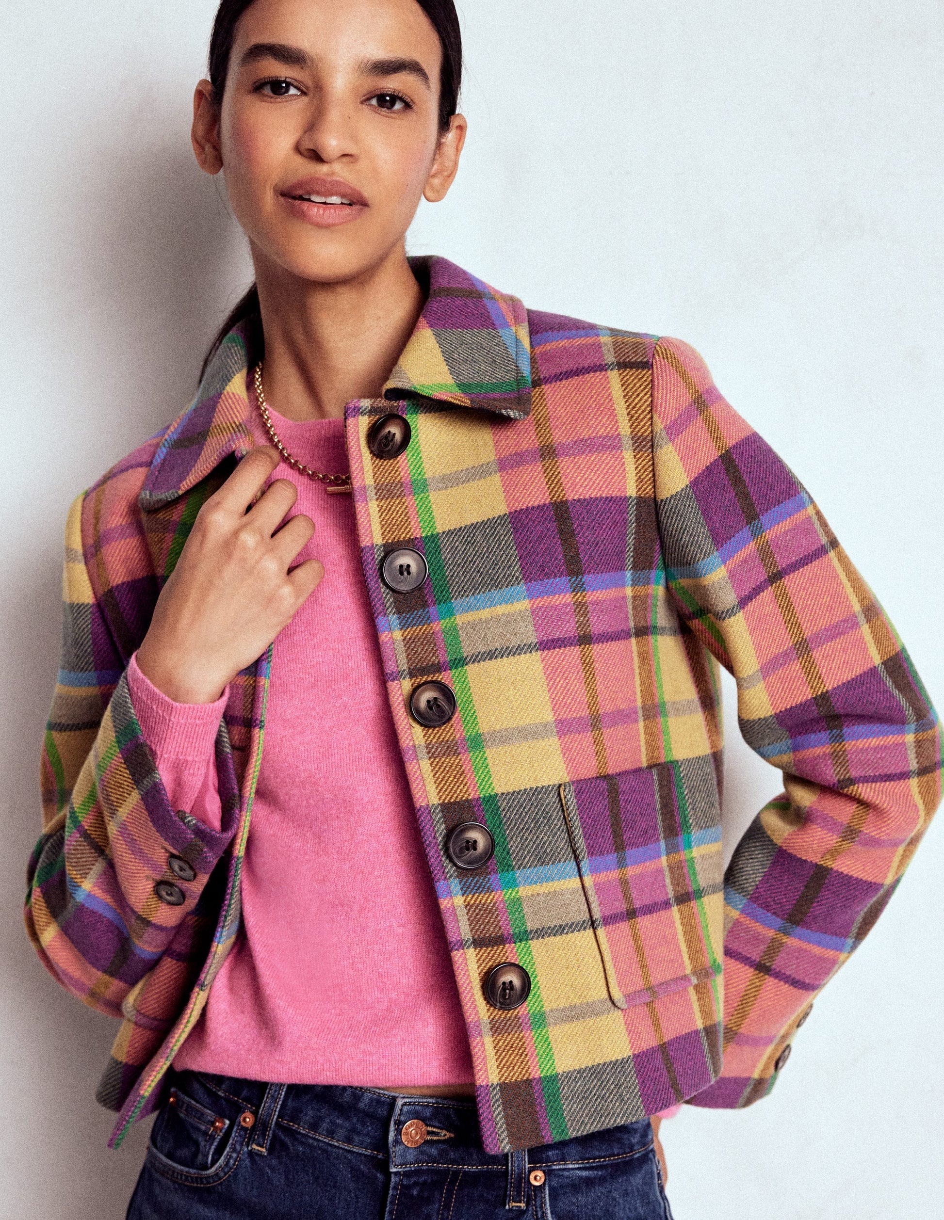 Eva Cashmere Crew Neck Jumper-Rose Pink Melange-4