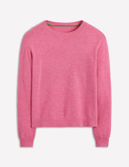 Eva Cashmere Crew Neck Jumper-Rose Pink Melange-5