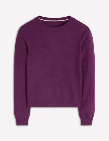 Eva Cashmere Crew Neck Jumper-Plum Melange-6