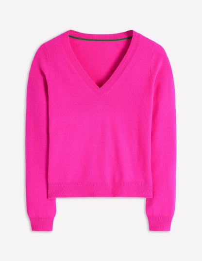 Eva Cashmere V-neck Jumper-Pop Pansy-6
