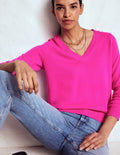 Eva Cashmere V-neck Jumper-Pop Pansy