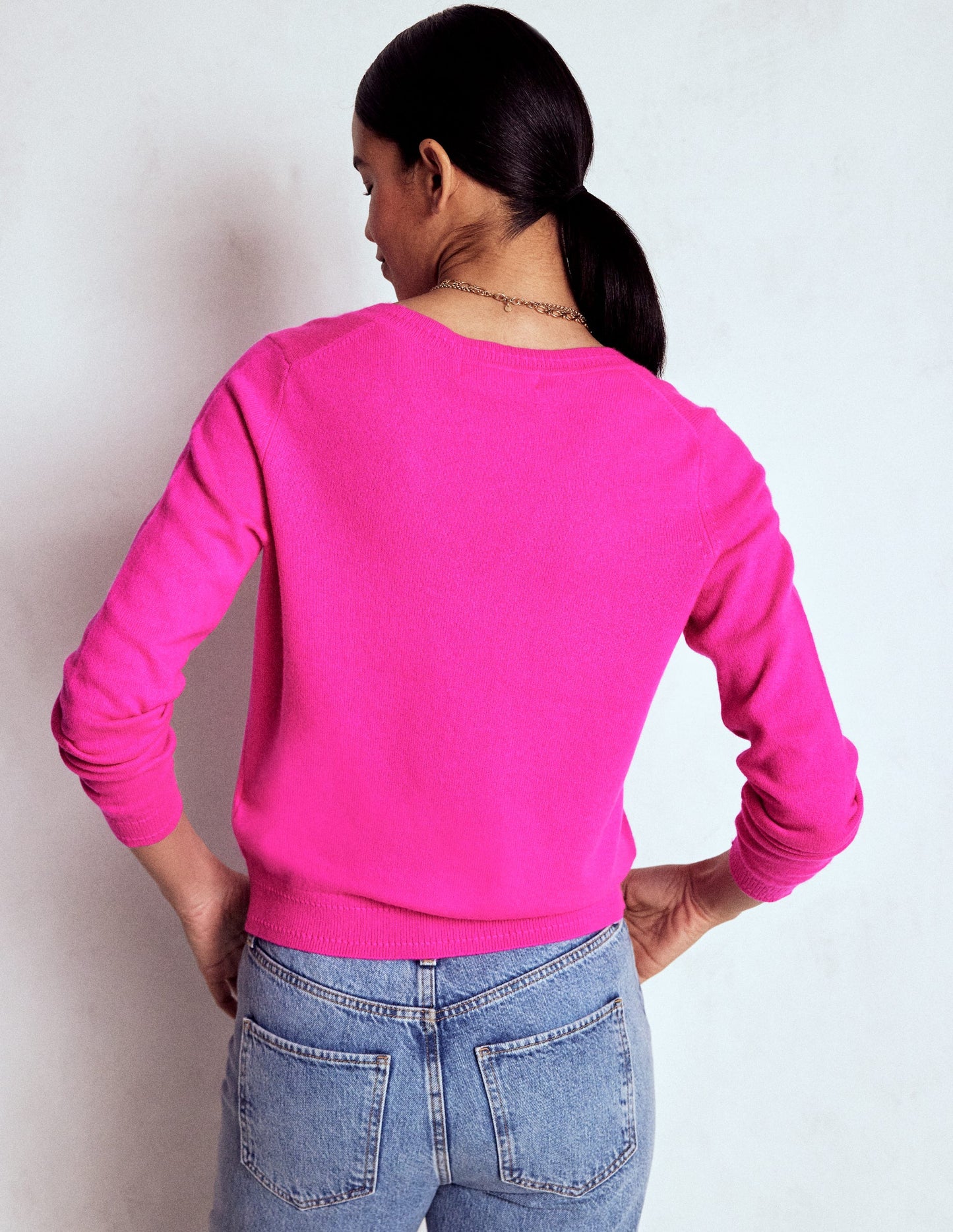 Eva Cashmere V-neck Jumper-Pop Pansy