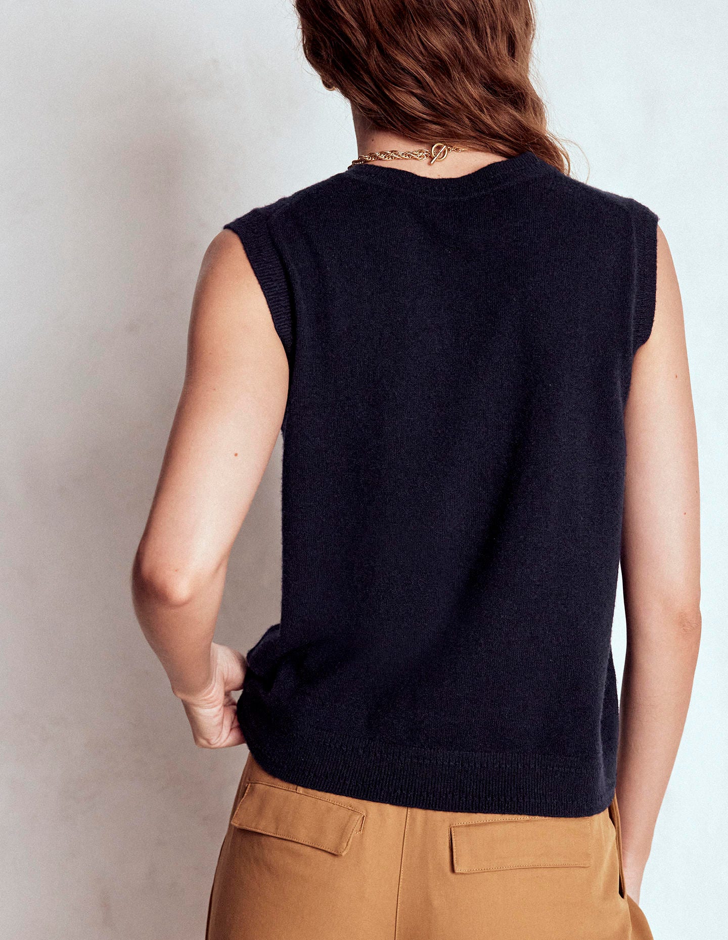 Eva Cashmere Tank-Navy - Image 3