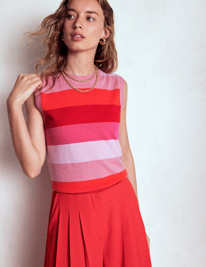 Eva Cashmere Tank-Pink/ Orange Stripe-4