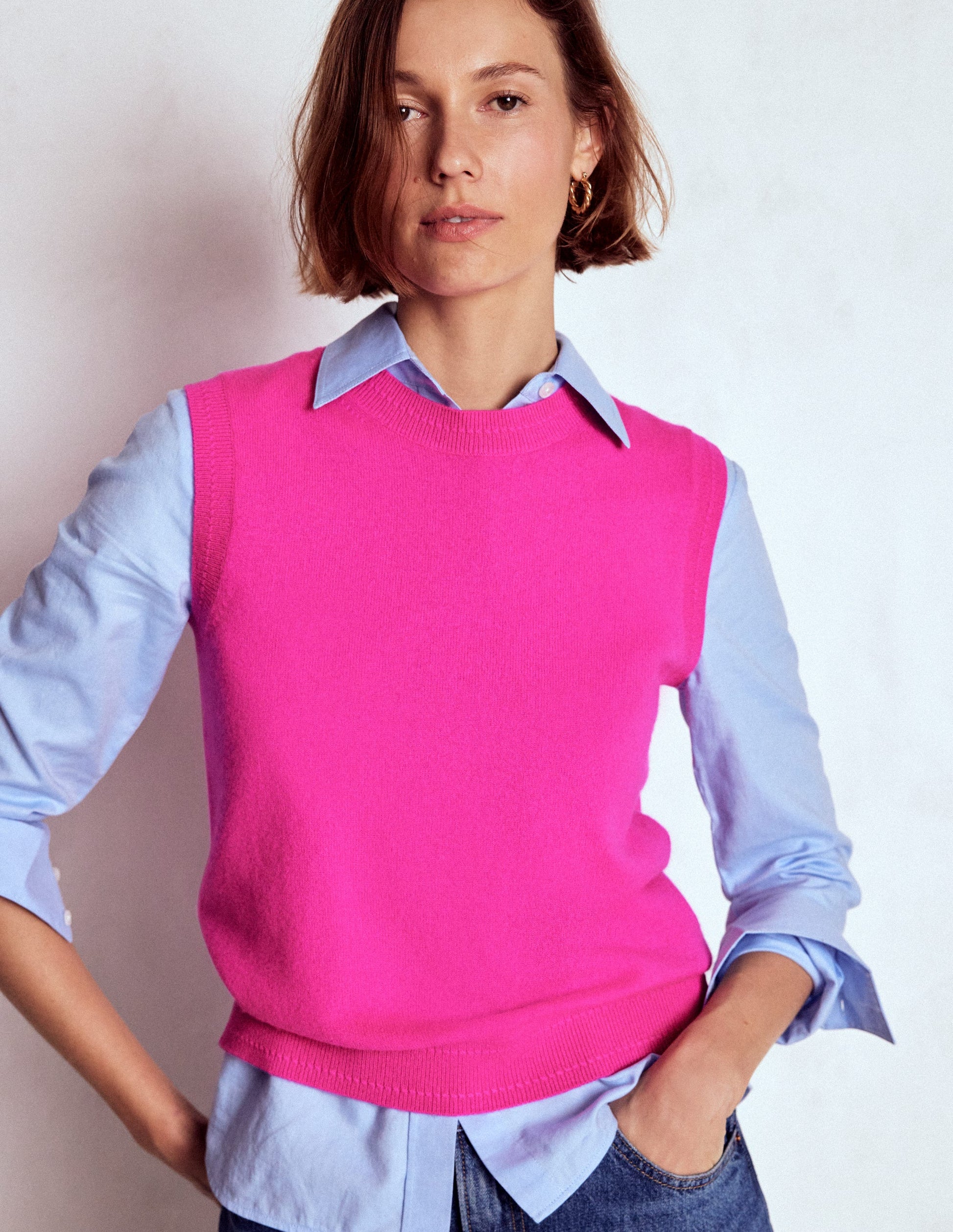 Eva Cashmere Tank-Pop Pansy-4