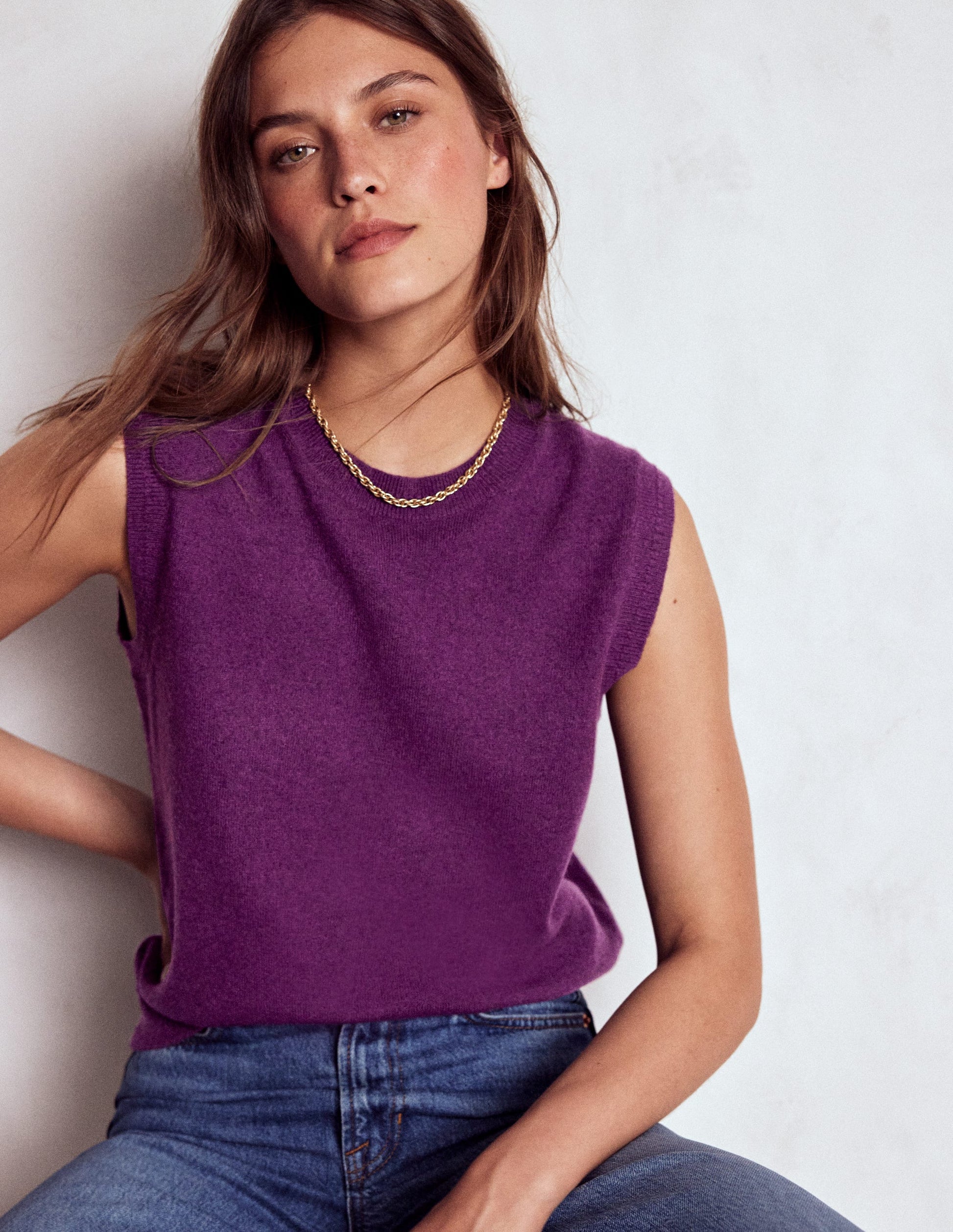 Eva Cashmere Tank-Plum Melange-1