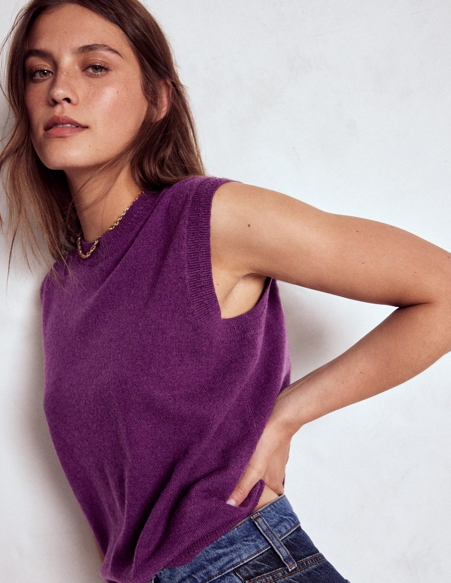 Eva Cashmere Tank-Plum Melange