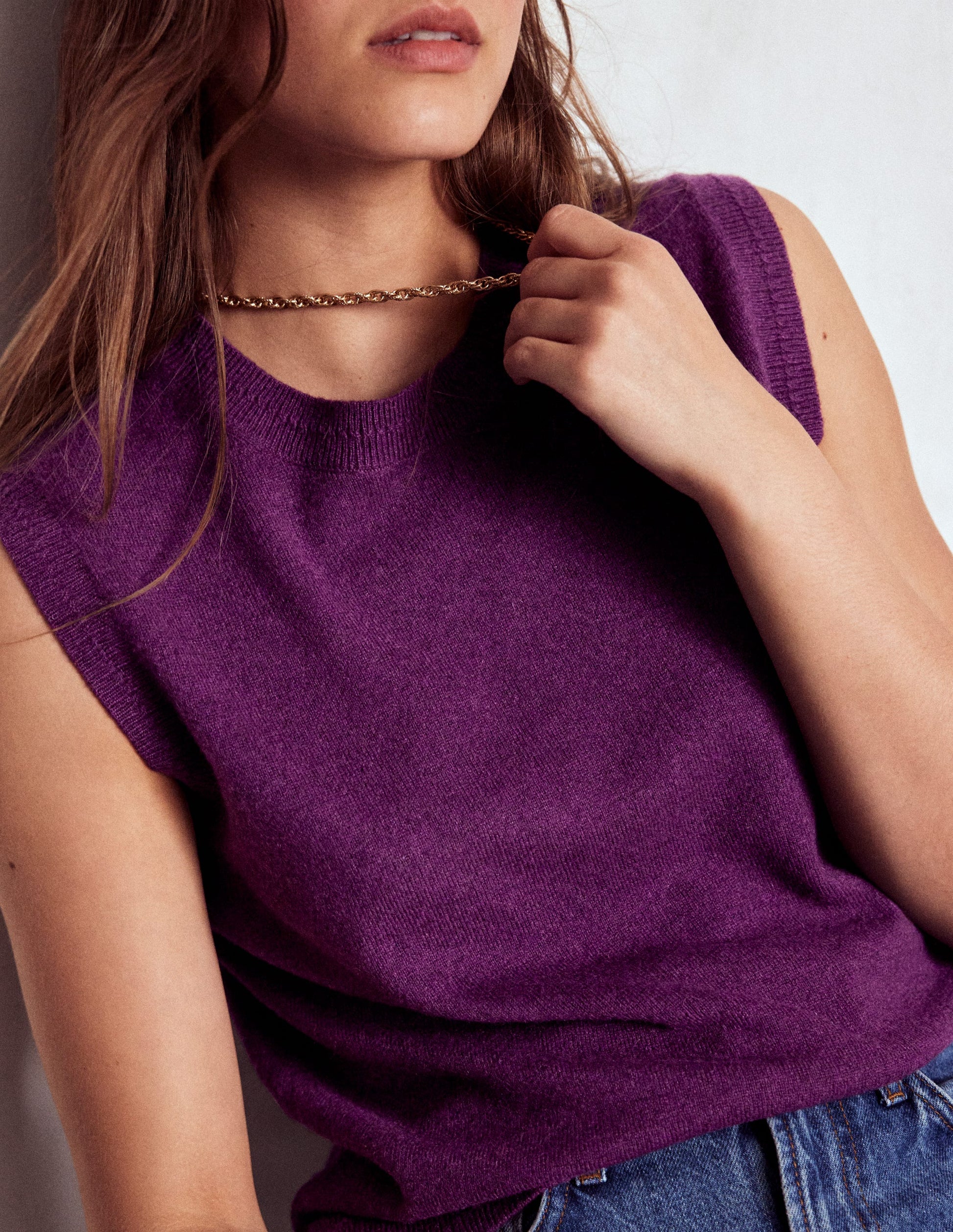 Eva Cashmere Tank-Plum Melange-5