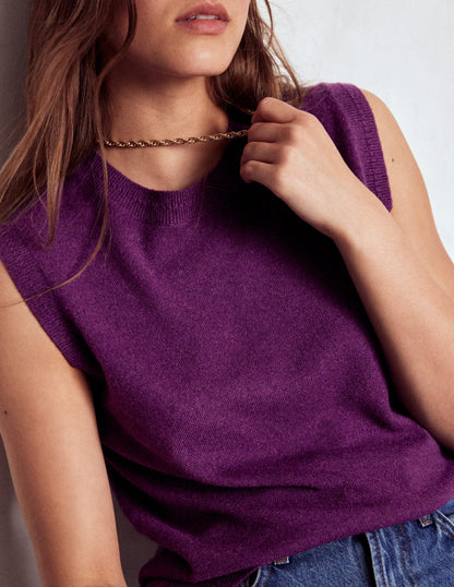 Eva Cashmere Tank-Plum Melange-5