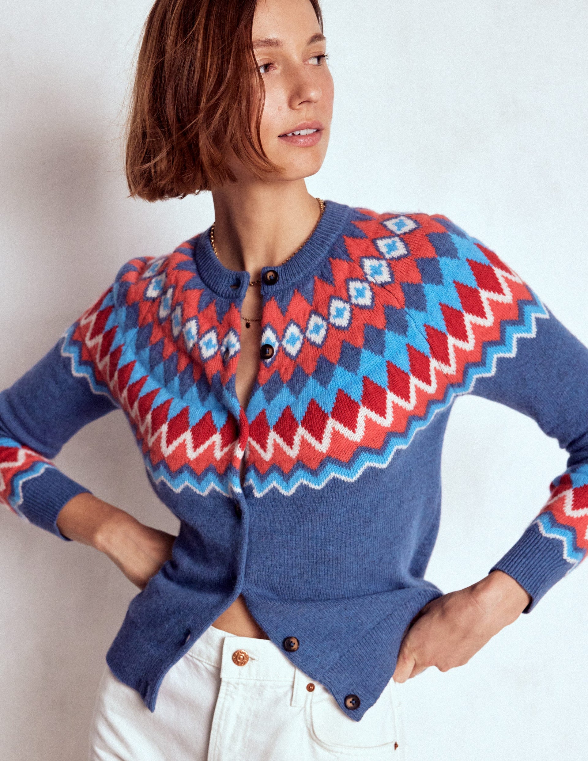 Edie Fair Isle Cardigan-Blue Fair Isle Boden AU