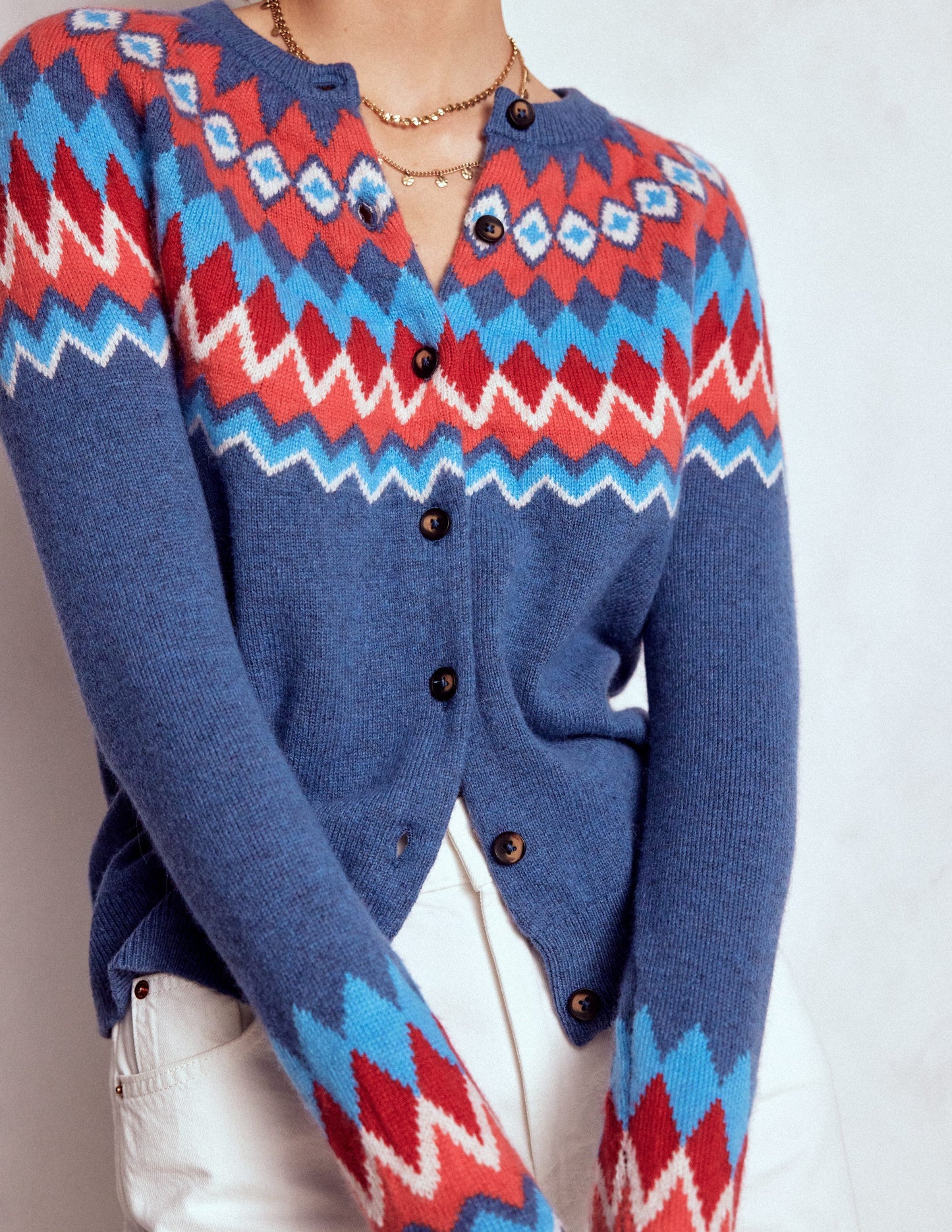 Edie Fair Isle Cardigan-Blue Fair Isle