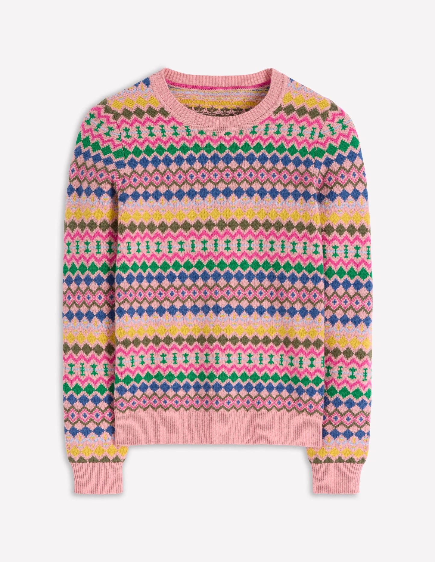 Edie Fair Isle Jumper-Pink, Geo Fair Isle