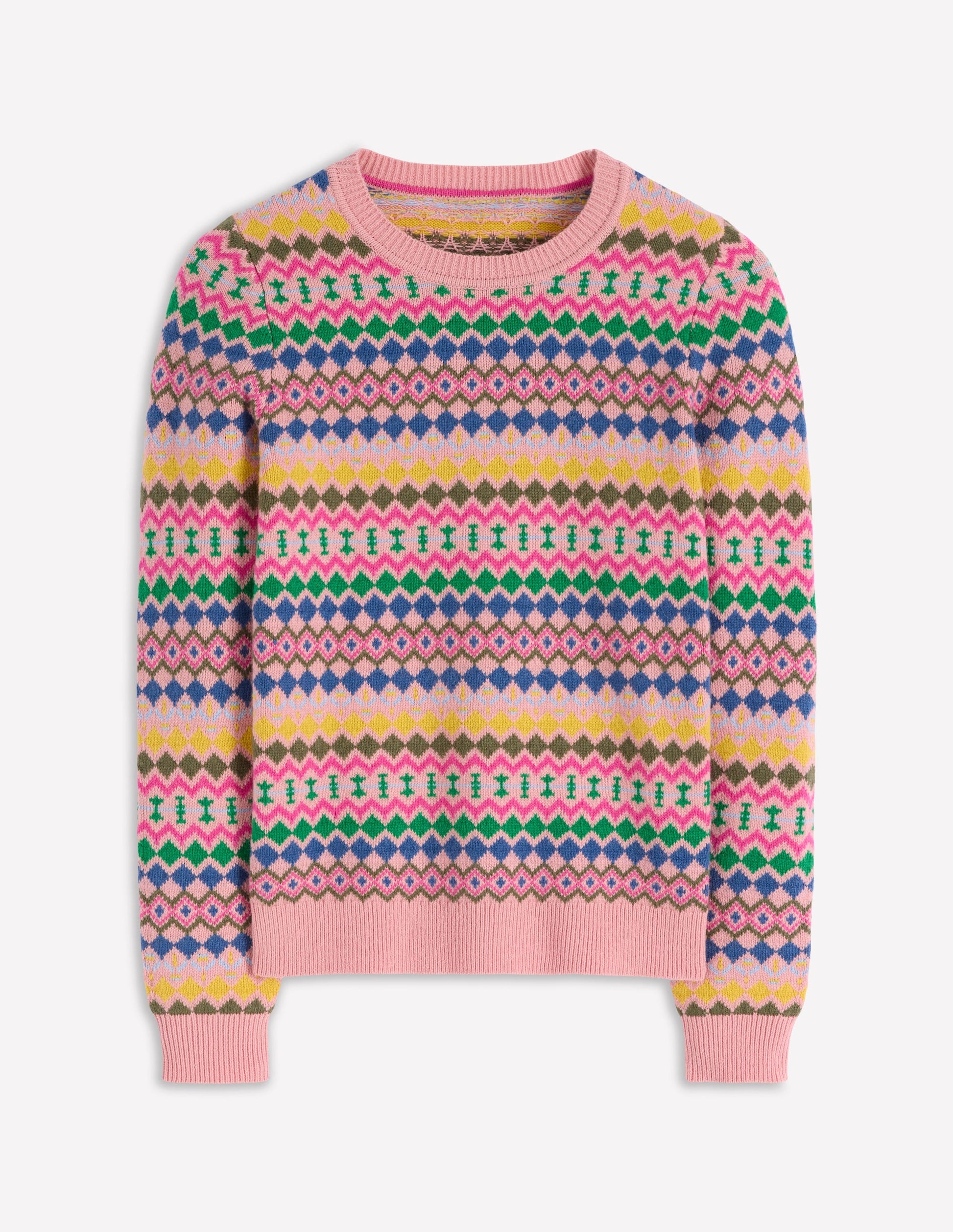 Edie Fair Isle Jumper-Pink, Geo Fair Isle-6