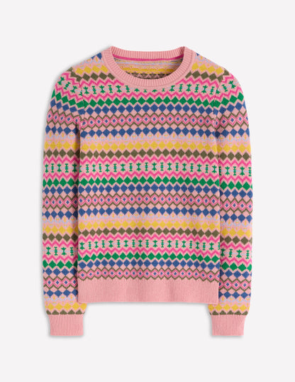 Edie Fair Isle Jumper-Pink, Geo Fair Isle-6