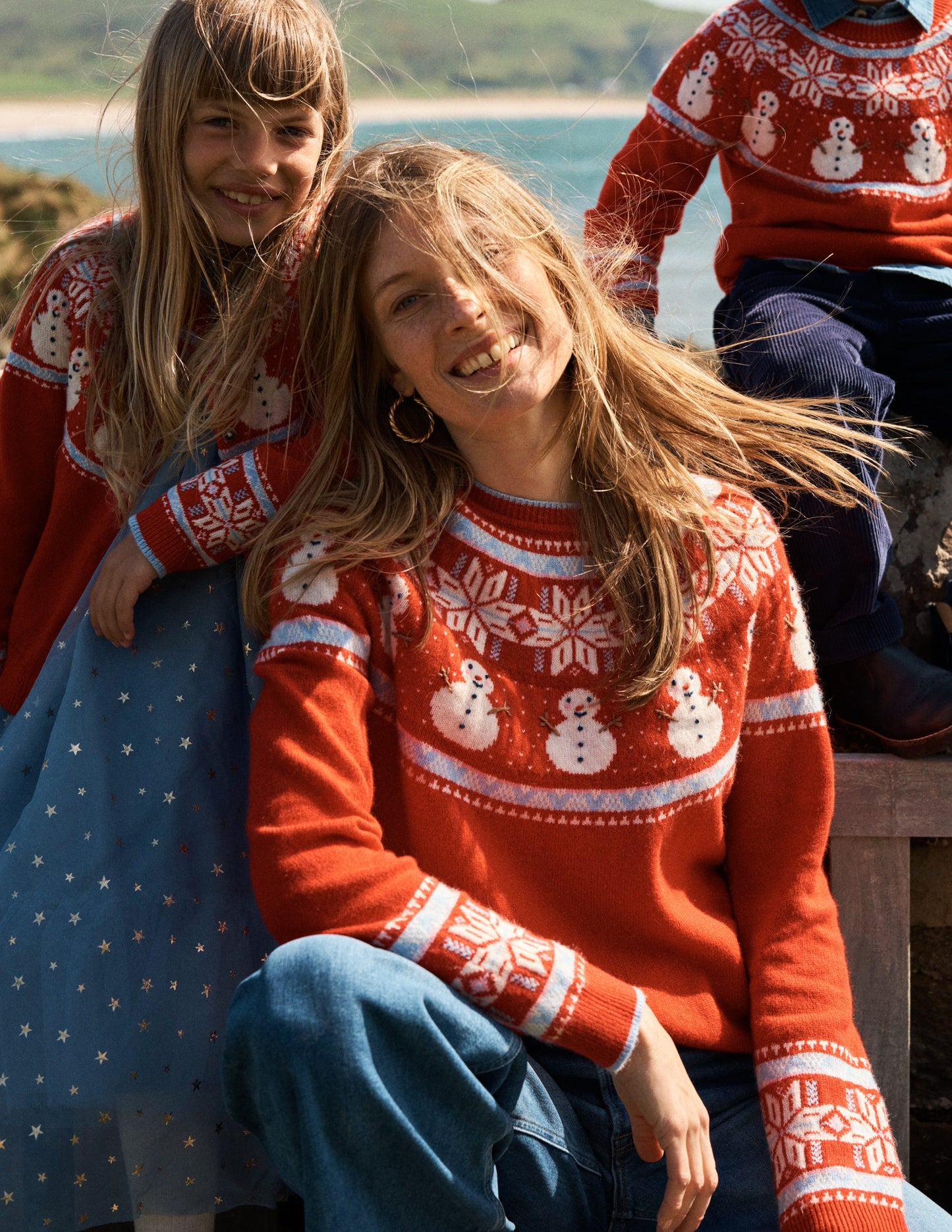 Edie Fair Isle Jumper-Red, Snowman