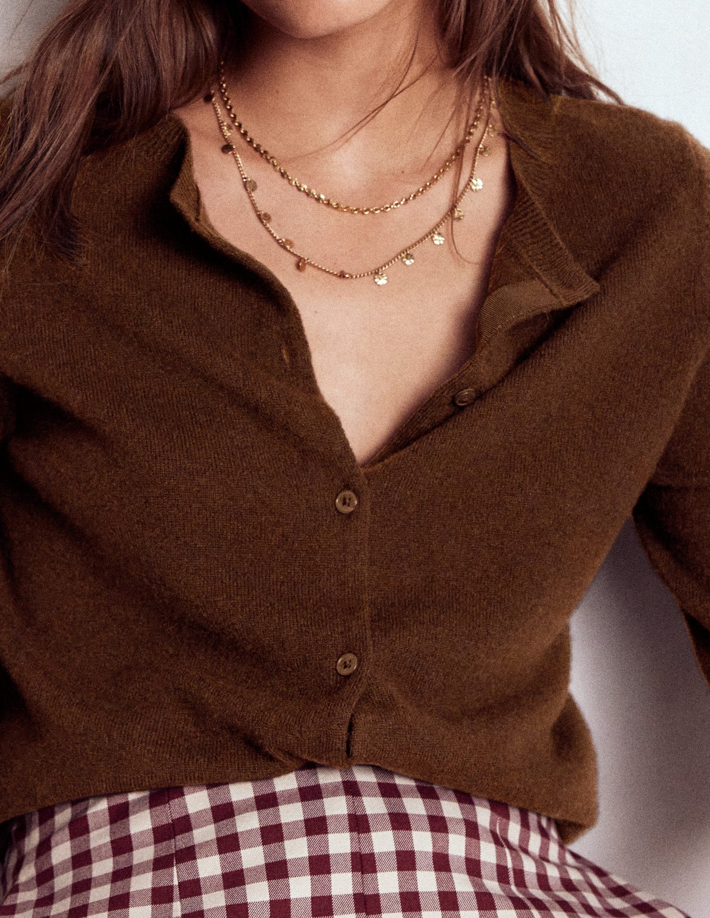 Eva Cashmere Crew Cardigan-Mocha