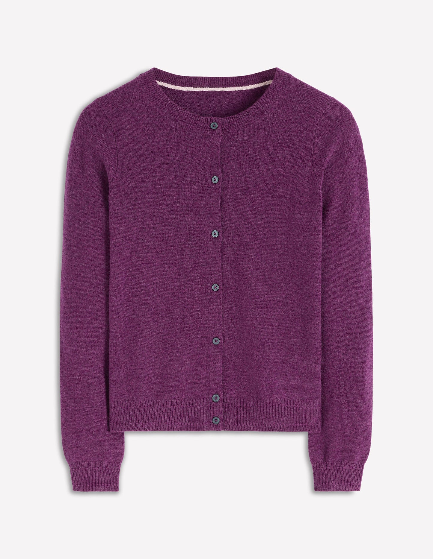 Eva Cashmere Crew Cardigan-Plum Melange