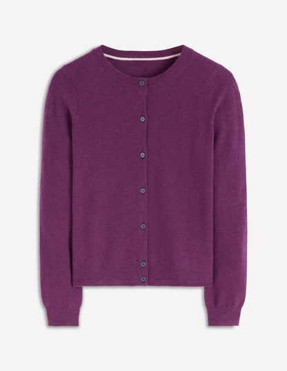 Eva Cashmere Crew Cardigan-Plum Melange-6