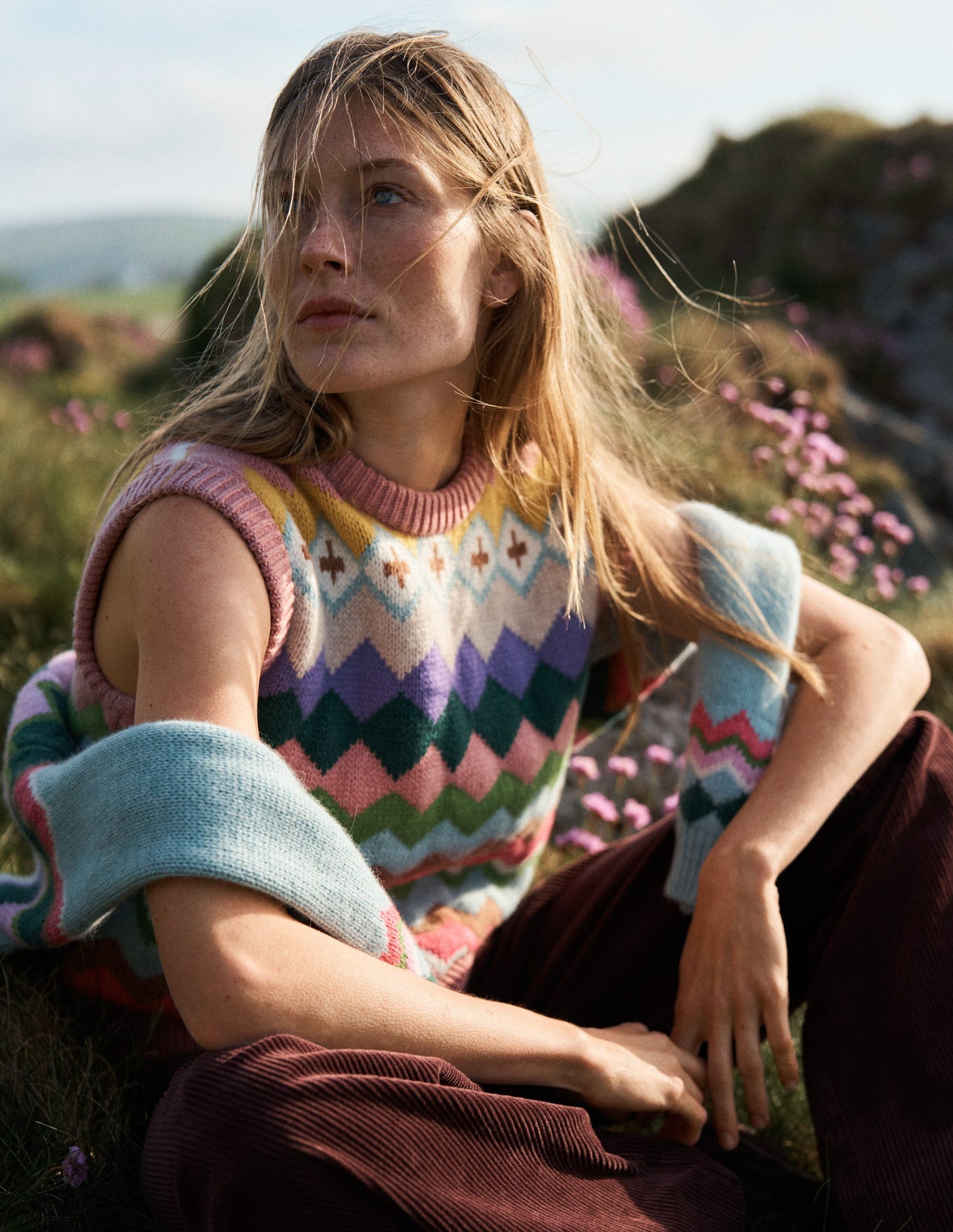 Eleanor Fair Isle Tank-Pink Heritage Fair Isle